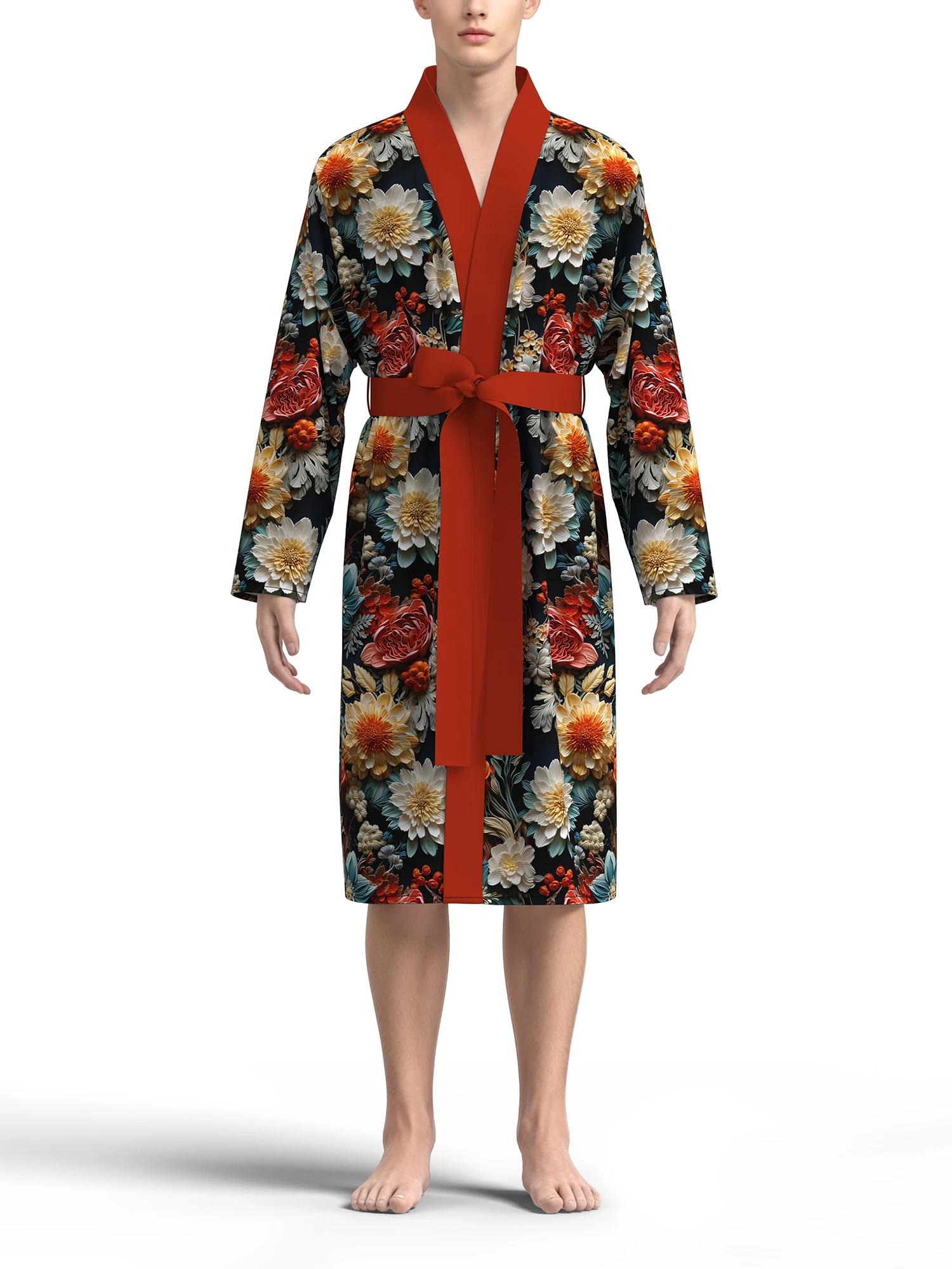 Men's 2026 new 3D printed thin pajamas, home, skin friendly silky fast drying bathrobes and pajamas