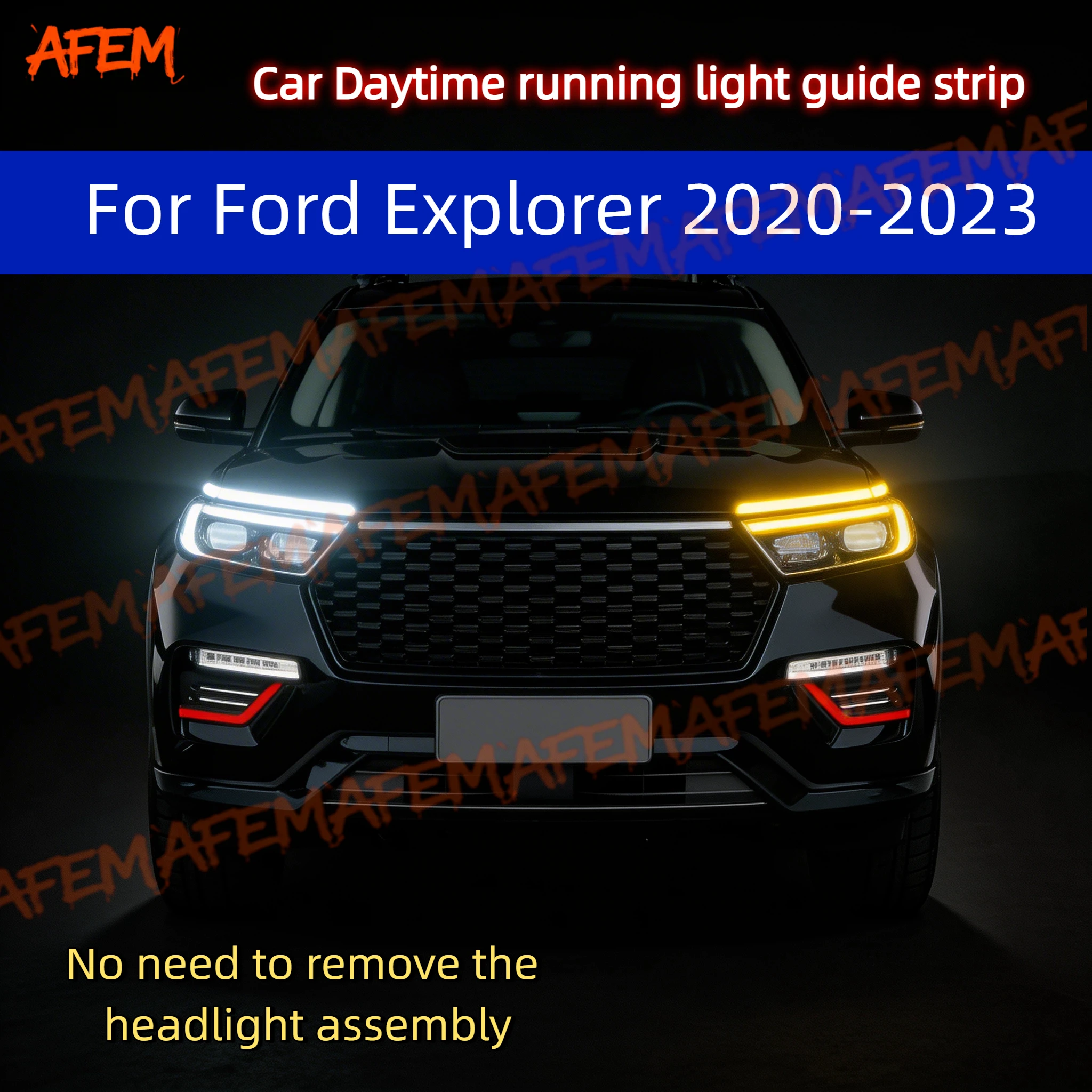 For Ford Explorer 20-23 Daytime Running Light Guide Strip Auto LED DRL Daytime Running light Flexible Decorative Ambient Lamp