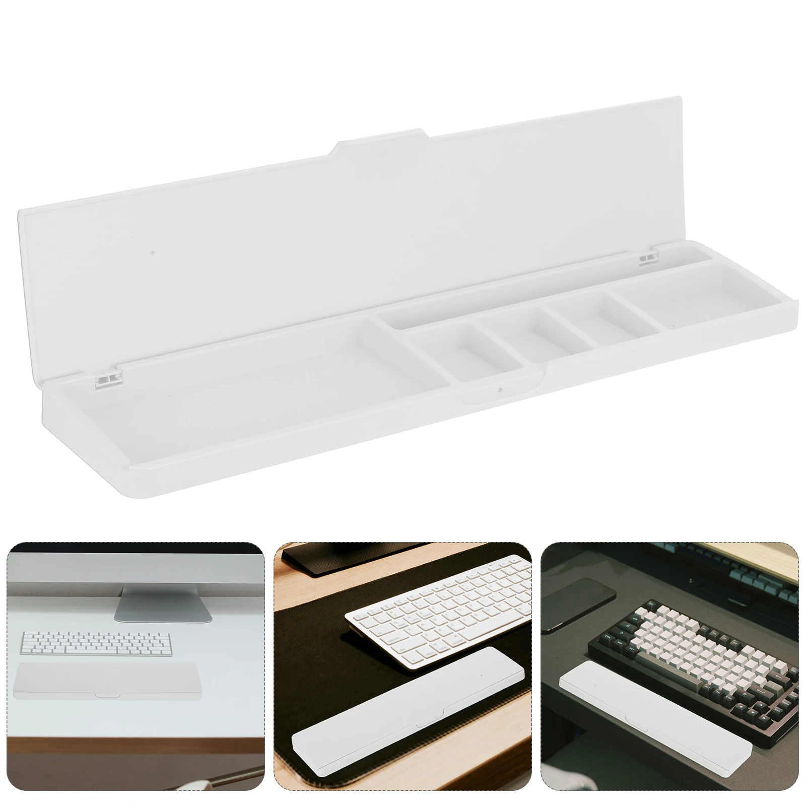 

Ящик для хранения клавиатуры, подставка для запястий, подставка для коврика для компьютерной мыши, настольный органайзер, многофункциональный эргономичный дизайн, водонепроницаемый, легко чистится