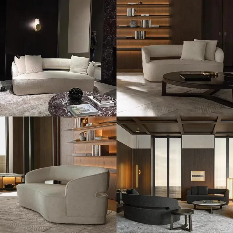  Nordic Light Luxury Modern Simple Italian Fabric Straight Row Three Person Sofa Designer Home Internet Celebrity Style