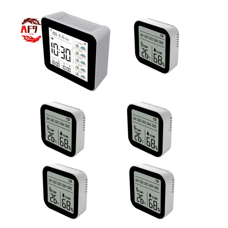 

AF90-13In1 Tuya WIFI Smart Thermometer Hygrometer Indoor Accurate Temperature Humidity Gauge Monitor With Time/Calendar/Alarm