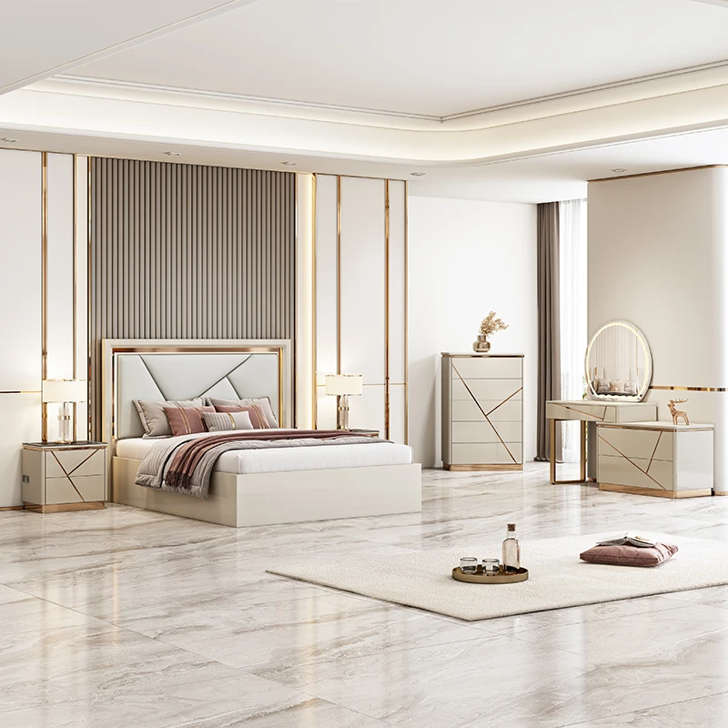 &Large Wooden Sofa Set Dining Table Chair Bed Nightstand Home Furniture Luxury Modern Bedroom Furniture Set