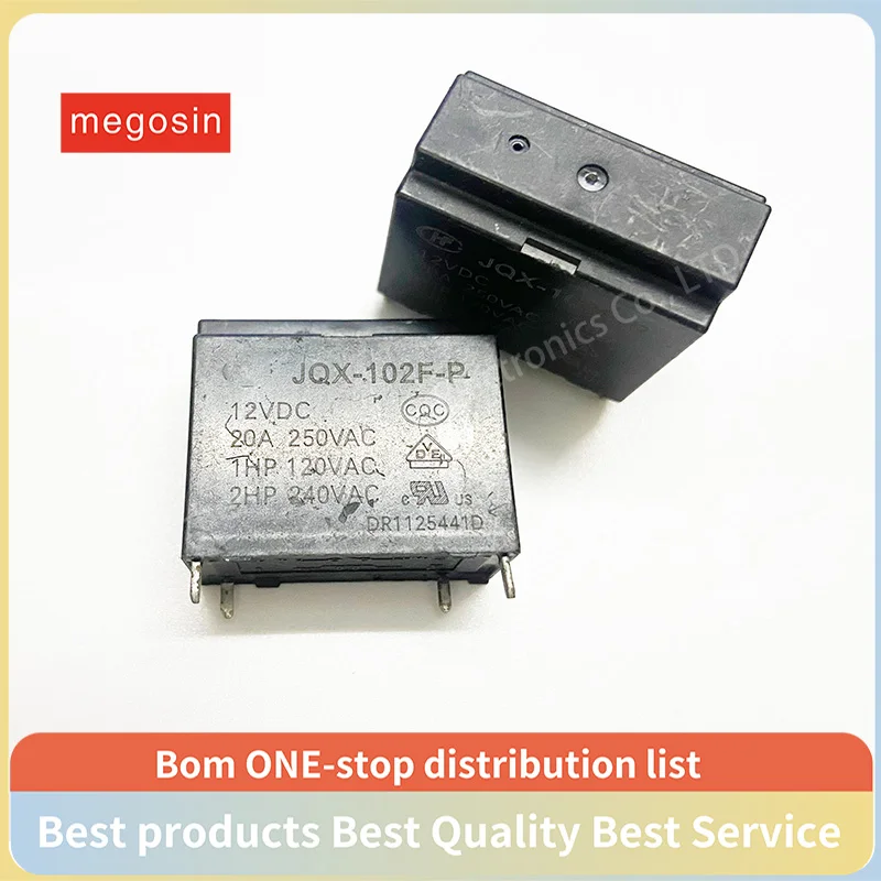 5pcs/lot 4-pin 20A Relay JQX-102F-P 12VDC 102FP