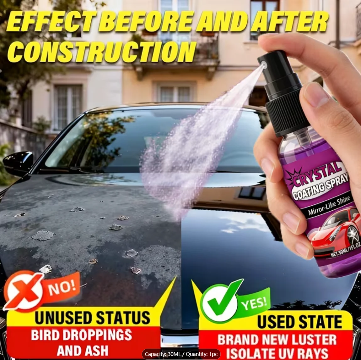 Professional Car Paint Care & Refurbishment Set, Mirror Effect Coating Spray, Enhances Gloss, Suitable for Daily Car Paint Maint