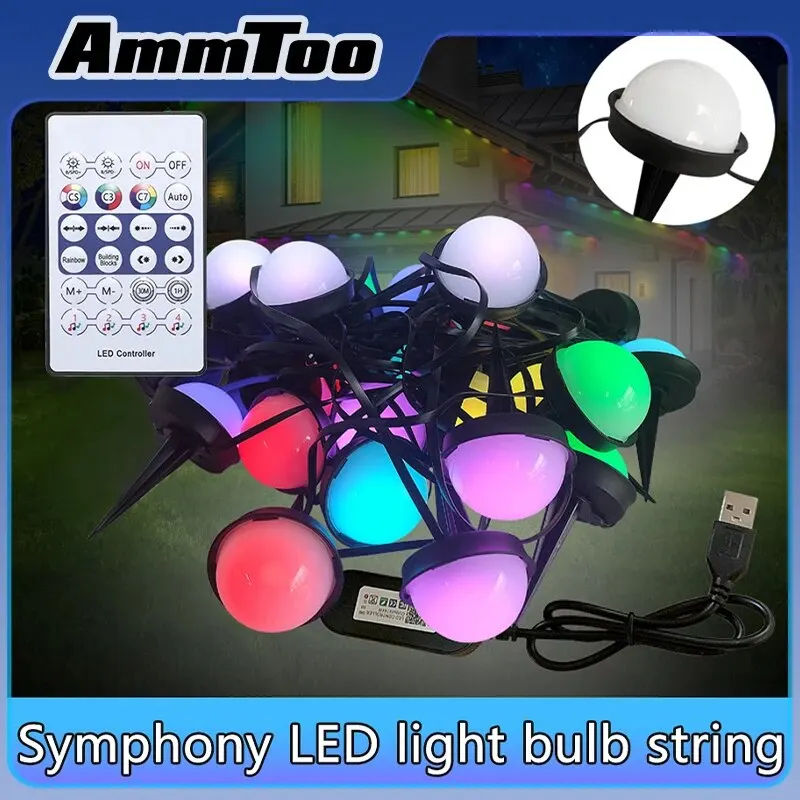 

AmmToo 20LED Festoon светодиодные гирлянды RGB с дистанционным управлением через приложение для Dreamcolor Fairy Lights Garden Wedding Christmas Decor
