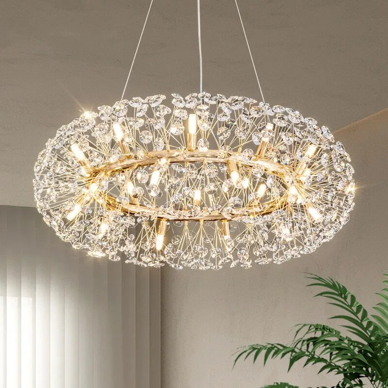 

Dandelio Crystal Pendant Chandeliers Modern LED Dining Room Living Room Lighting Gold Luxury Living Room Decoration G9 Base