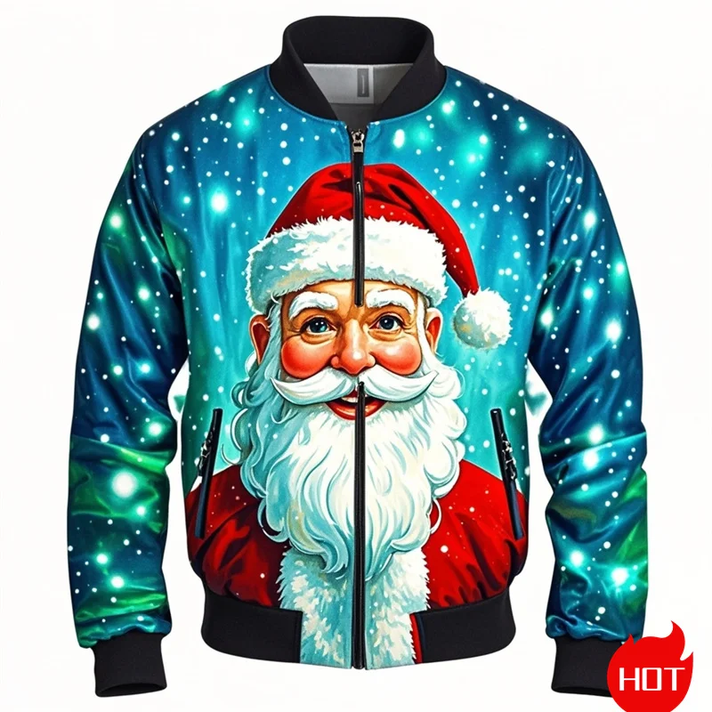 Autumn Fashion 3D Printing Merry Christmas Jacket Cute Santa Claus Xmas Graphic Jackets For Men Unisex Funny Streetwear Clothing