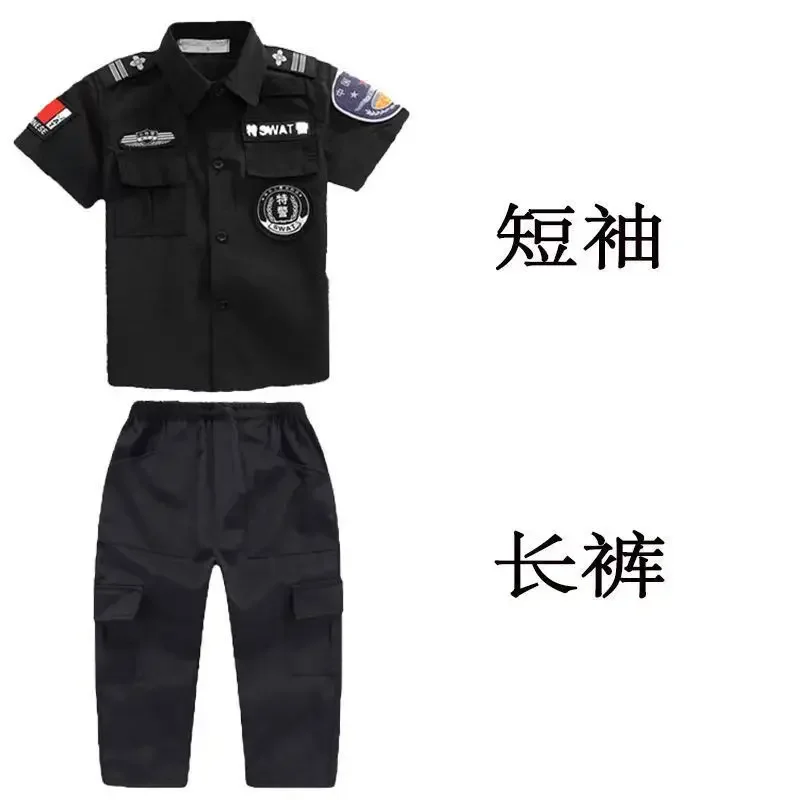 New Halloween Children Policeman Cosplay Costume Boys Girls Kid Police Uniform Army Policemen Clothing Sets Party Dress Up Gift view 3