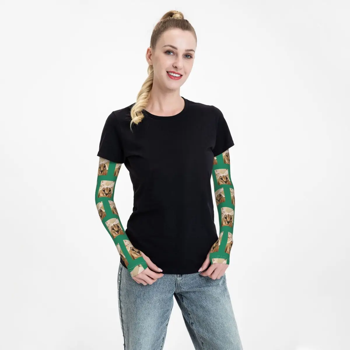 Big Floppa Animal Cat (3) Outdoor Arm Sleeves Sun UV Protection Cover Summer Ice Silk Cycling Tattoo Sleeves
