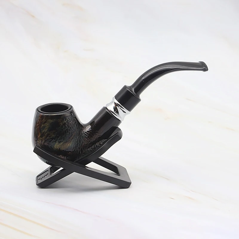 

Double Filter Wood Smoking Pipe Snake Scale Resin Bend Pipes Chimney Glown Tobacco Pipe Cigar Herb Grinder Smoke For Men's Gifts