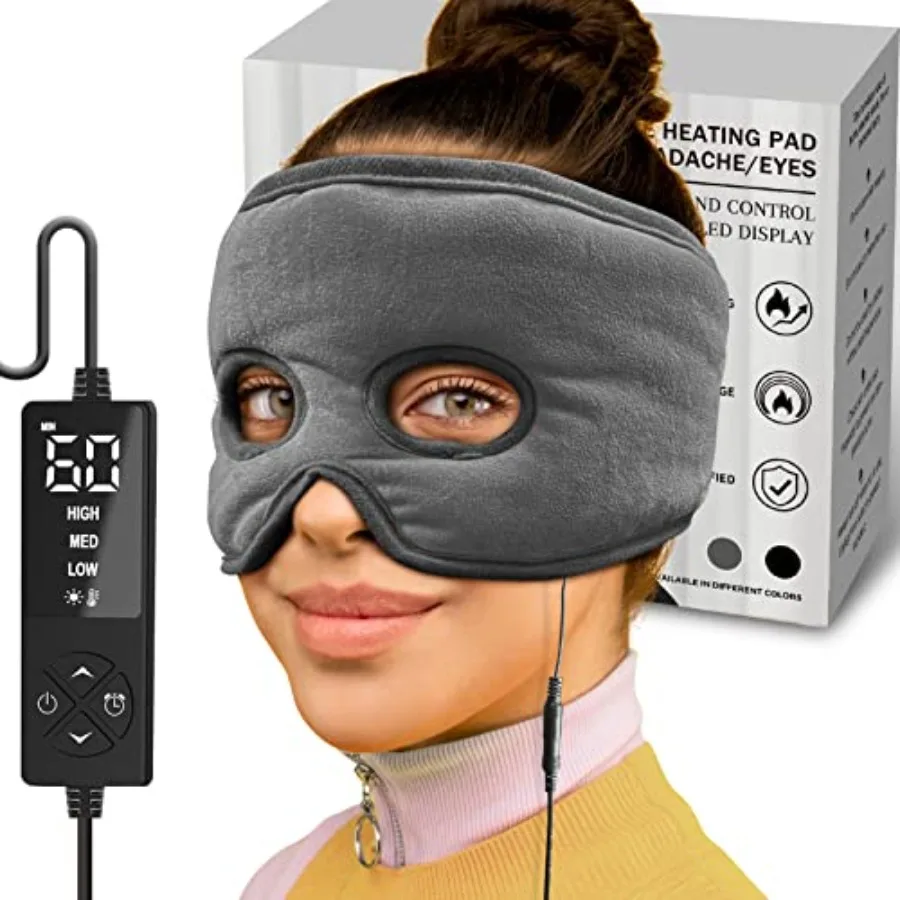 

sticro Sinus Relief Mask Moist Heat with 3 Temp Settings Ex-Large Headache Mask Electric Face Heating Pad for Sinus Pressure Re