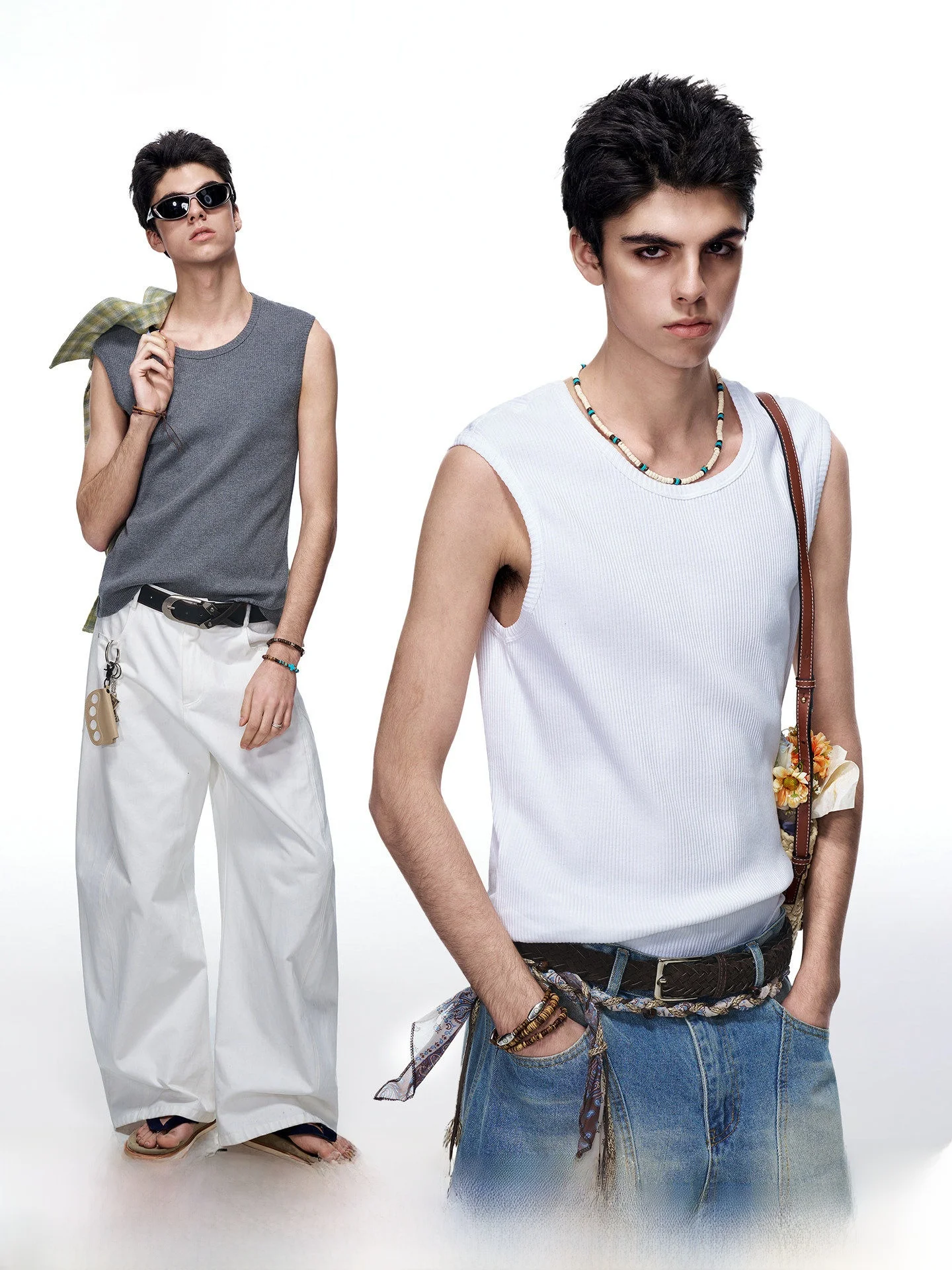 

Dream Made White Sleeveless Sporty Inner Wear Men's Tank Top Summer Breathable Elastic Fit Cotton Polyester Blend Base Layer Top