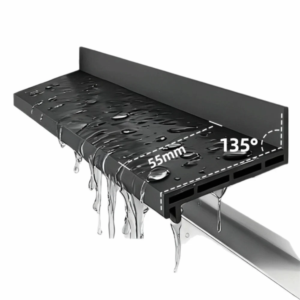 1.1m Length TPE Window Water Blocking Bar Self Adhesive Cold Resistant Window Rain Drip Edge Dustproof Soundproof
