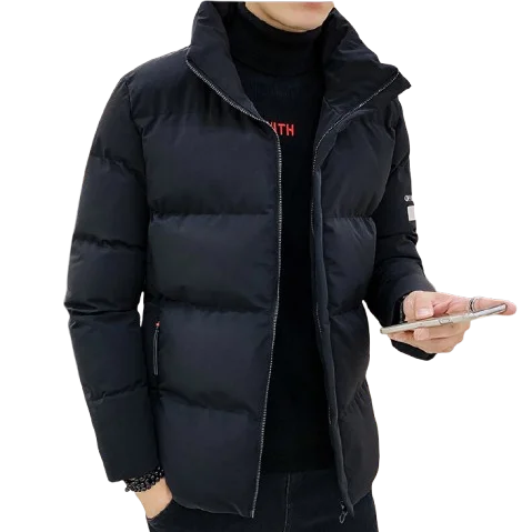 سترة سترة كلاسيكية للرجال بياقة واقفة مبطنة بالقطن ملابس خارجية دافئة وكاجوال سميكة معطف شتوي جديد #1