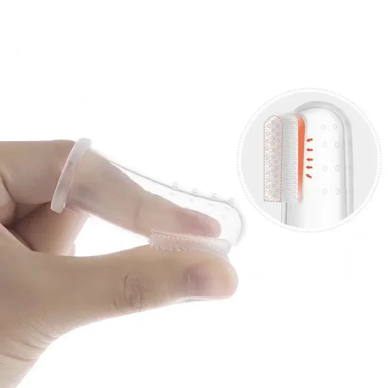 Silicone Soft Pet Finger Cuff Toothbrushes Dog Brush Bad Breath Tartar Teeth Care Tool Cat Cleaning Scrub Silicagel Pet Supplies - Detail 1