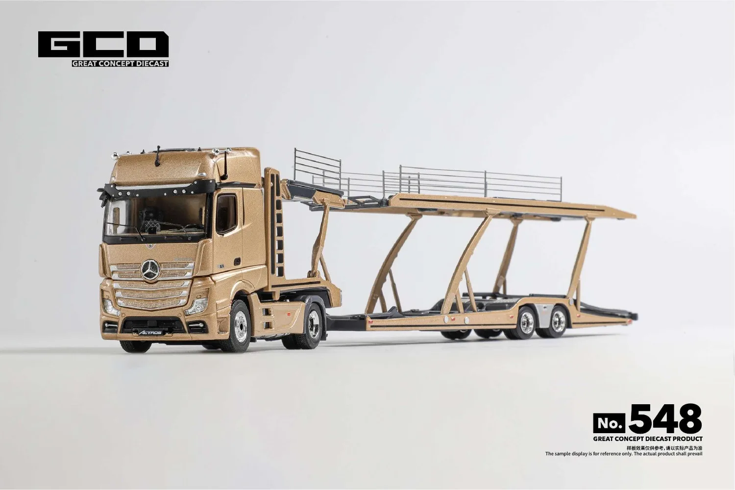 New GCD 1:64 Mercedes‑Benz Golden ADV Heavy Actros Gigaspace Deck Transport Vehicle Alloy Die-Cast Car Model Collection Toy Gift - view 3