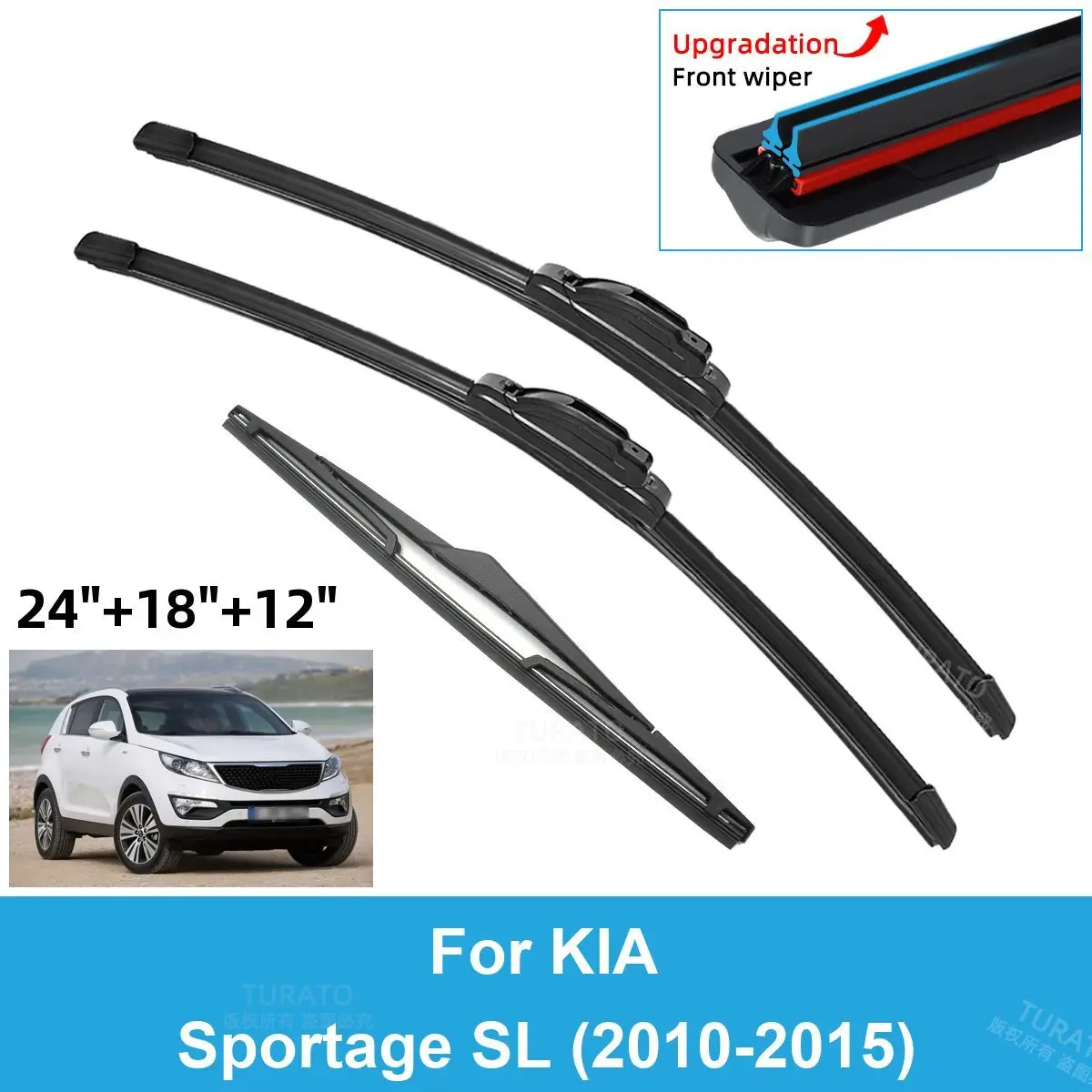 

3 шт. щетки стеклоочистителя автомобиля для 2010-2015 KIA Sportage SL, дворники заднего лобового стекла, двойные резиновые автомобильные аксессуары 2012 2013 2014 2015