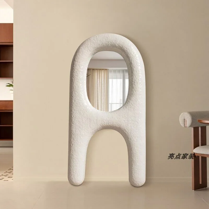 Cream wind floor mirror American high-end full-length mirror special-shaped wall mirror irregular