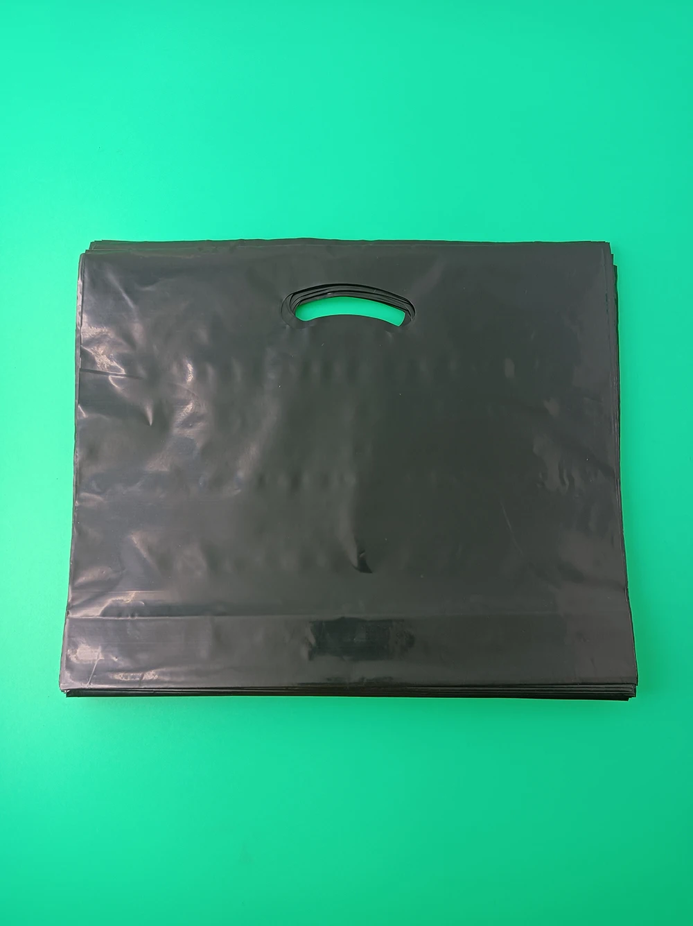 Black poly bag Tote bag Shopping Bags Grocery bag Horizontal style shopping mall carrier bag Die Cut Reusable Plastic bag