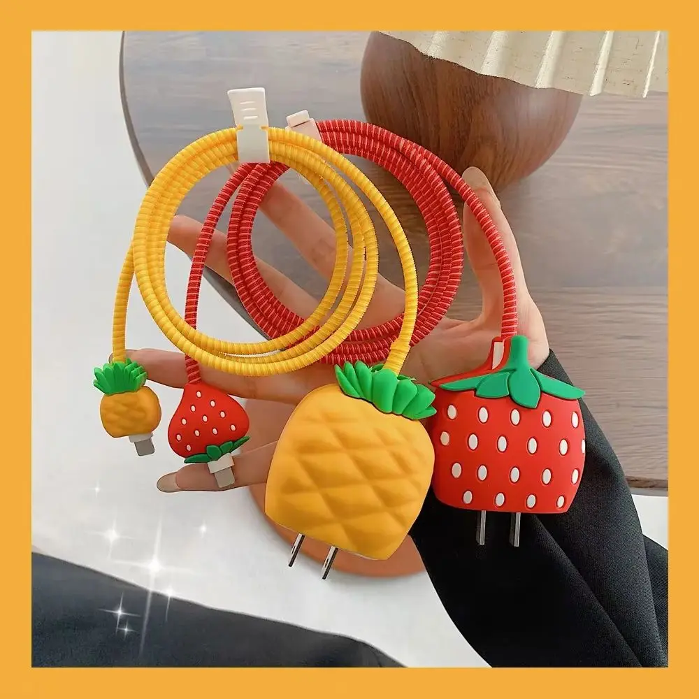 Fruit-shaped Charger Case For iPhone 17 15 18W 20W US Fast Charging Head Cover Protective Cable Organizer Power Adapter Cover