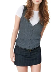 BM style American Retro Single-breasted V-neck Vest 2024 All kinds Of Brandy With The Same Thread Knit Button Vest