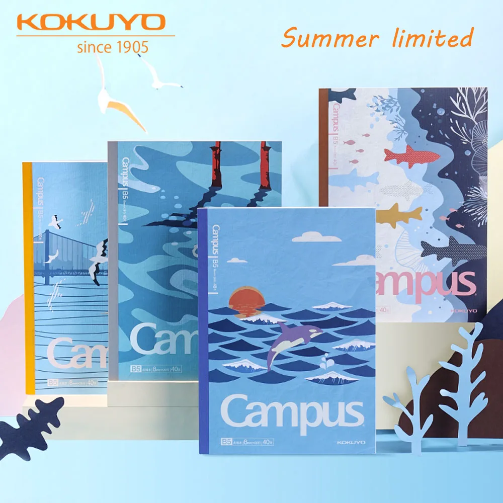 

4 Japan KOKUYO Notebook Campus sea Street Summer Limited Wireless Binding Book B5 Student Art Notebook Japanese Simple Ins Style