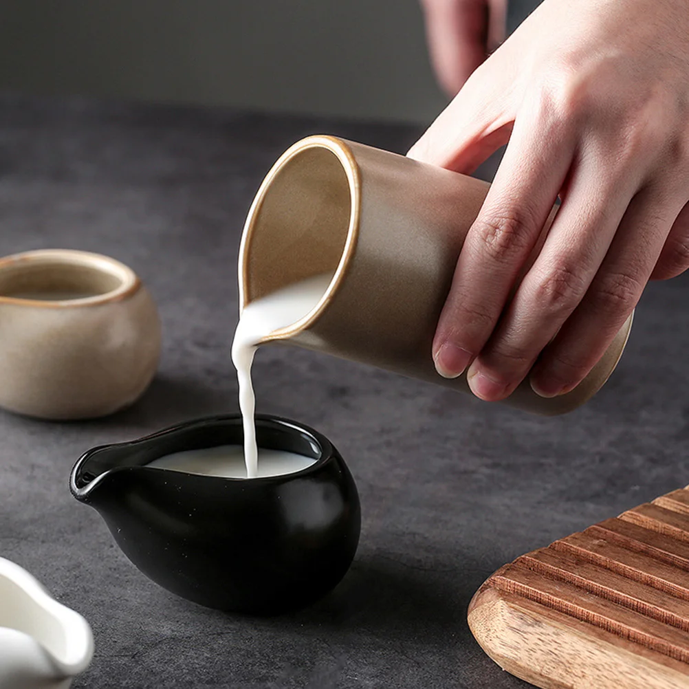 

Nordic Style Ceramic Milk Pitcher Small Coffee Syrup Dispenser Sauce Jug For Home Hotel Use 12Oz Anti-Slip Comfort Handle