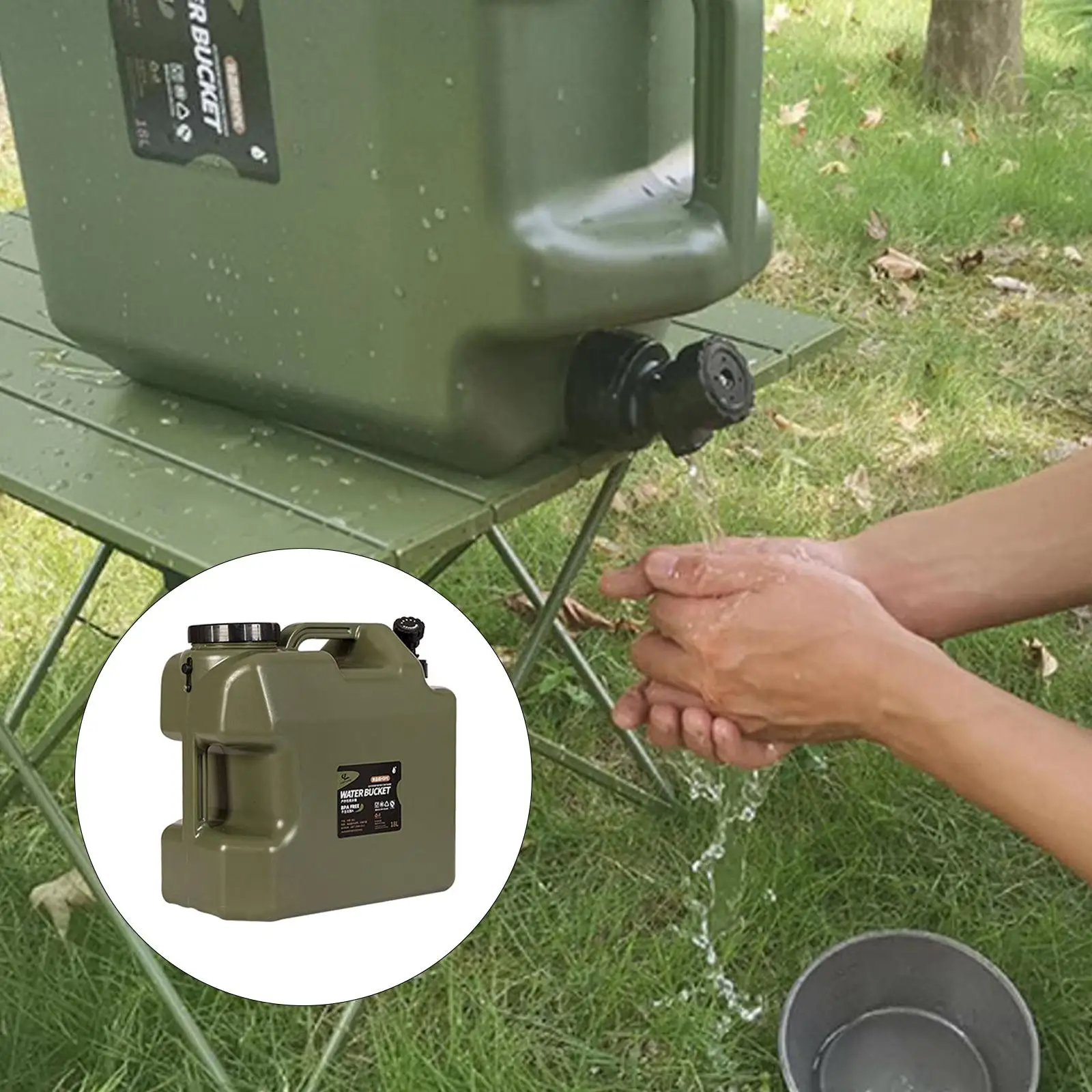 Outdoor Water Bucket Container with Spout Drinking Bottle Jugs for Camping Emergency 18L