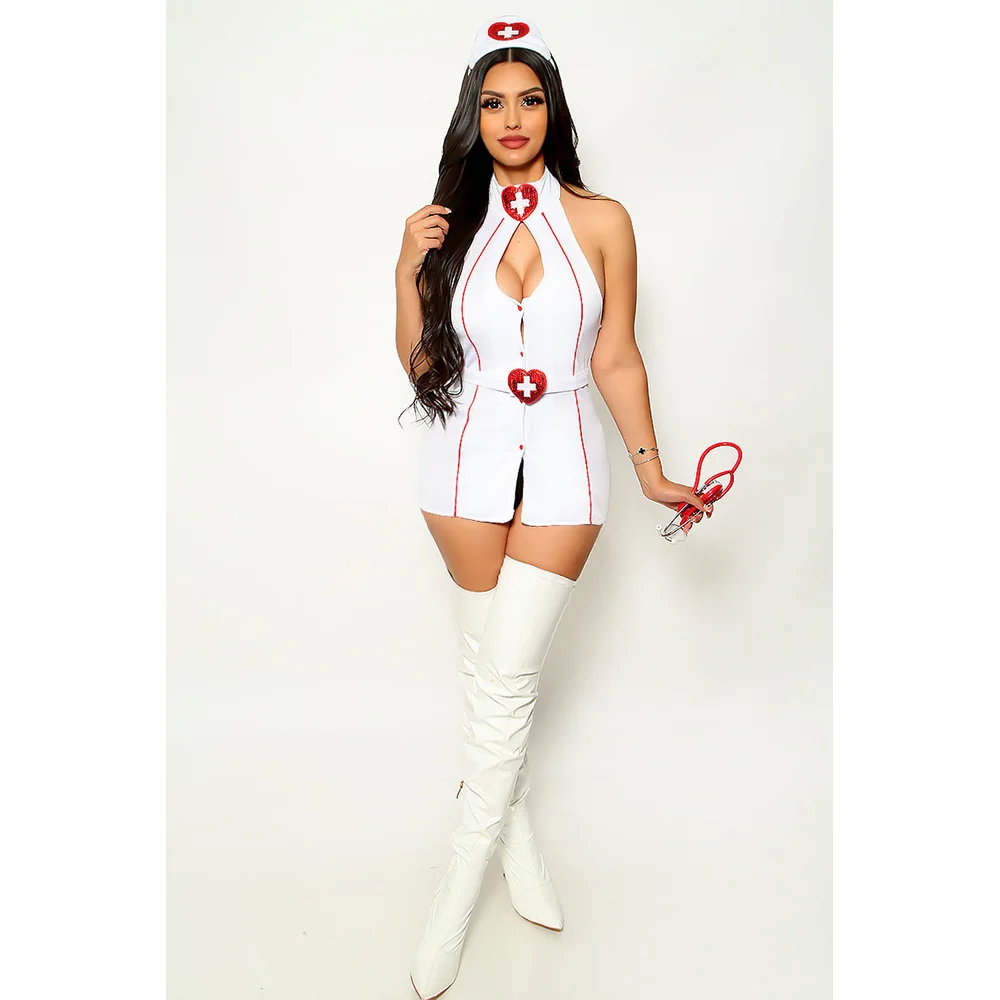 

Sexy Lingerie Women Cosplay Lace Nurse Short Dress Set Sexy Bodysuit Women underwear Erotic Costume Ladies Open Sleepwear