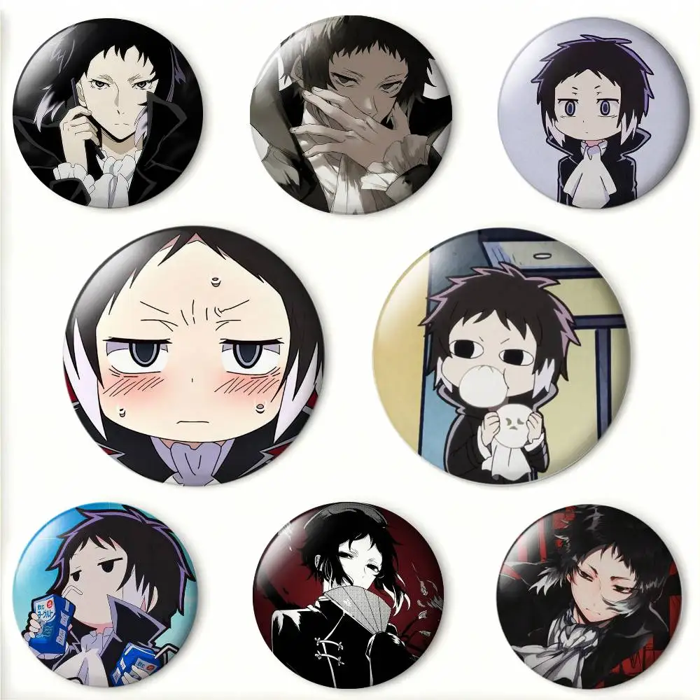 R-Ryunosuke A-Akutagawa Laser Badge Creative Pins Brooch for Bag Clothes Hat Decor Gifts Fans Collect