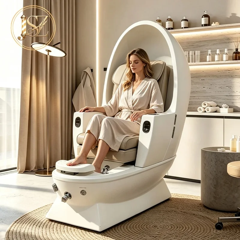 Luxury Egg-Shaped Space Beauty Nail Salon Electric Foot Tub Spa Massage Equipment Pedicure Chair Station