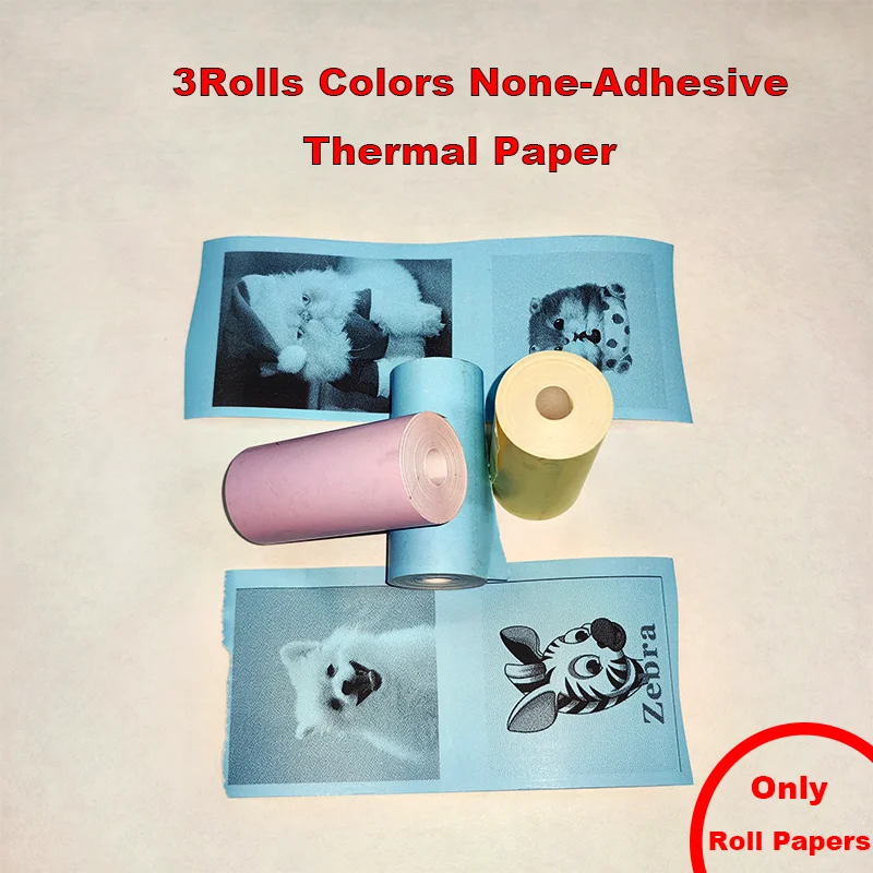 57mm Width Mini Printer Paper Color White Continuous Paper Self-Adhesive Transparent Sticker Rolls for Portable HD Photo Printer