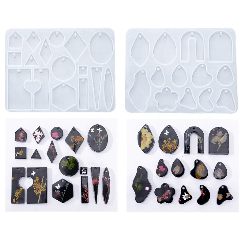 

New 1PCS Hearts Earrings Charms Craft DIY Transparent UV Resin Liquid Silicone Combination Molds for Earrings Making Jewelry