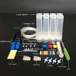 Einkshop For HP 304 xl 304XL DIY CISS Ink Supply System For HP304 Deskjet 3720 3730 3732 3733 3750 3755 3760 5010 2620