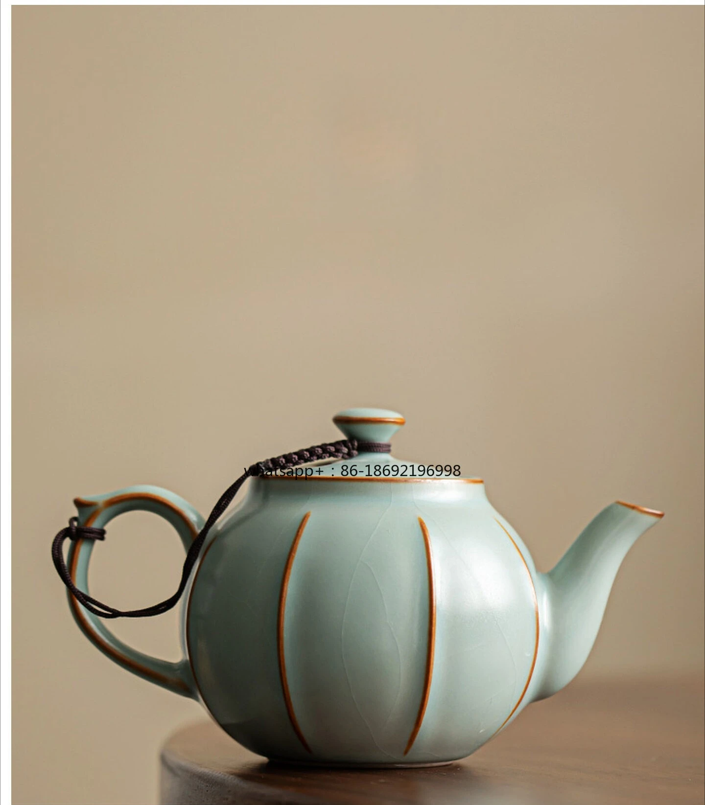 Ru Kiln Tianqing Melon Ribbed Pot Household Ru Porcelain Teapot Single Pot Ceramic Kung Fu Tea Set Tea Maker Large Capacity