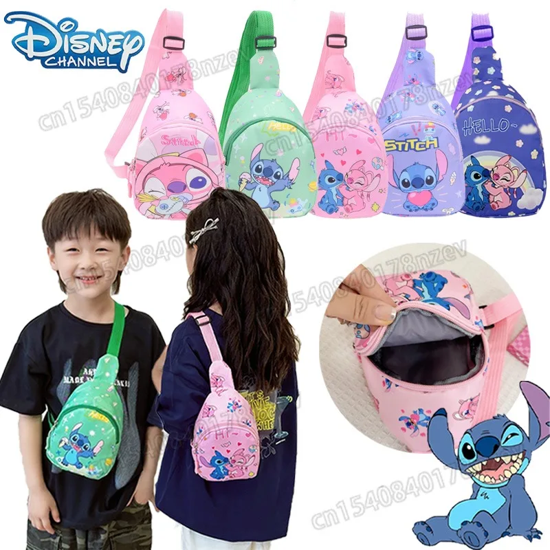 Cartoon Disney Stitch Chest Bag Children's Kindergarten Schoolbag Anime Cute Portable Single-shoulder Bag for Kids Birthday Gift