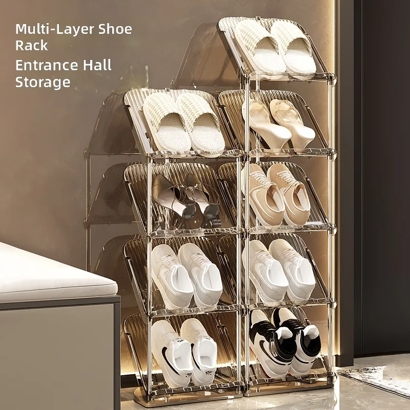 #Wholesale Modern Multi-Layer Stackable Transparent Plastic Shoe Rack Home Furniture Multifunctional Standing Storage Organizer