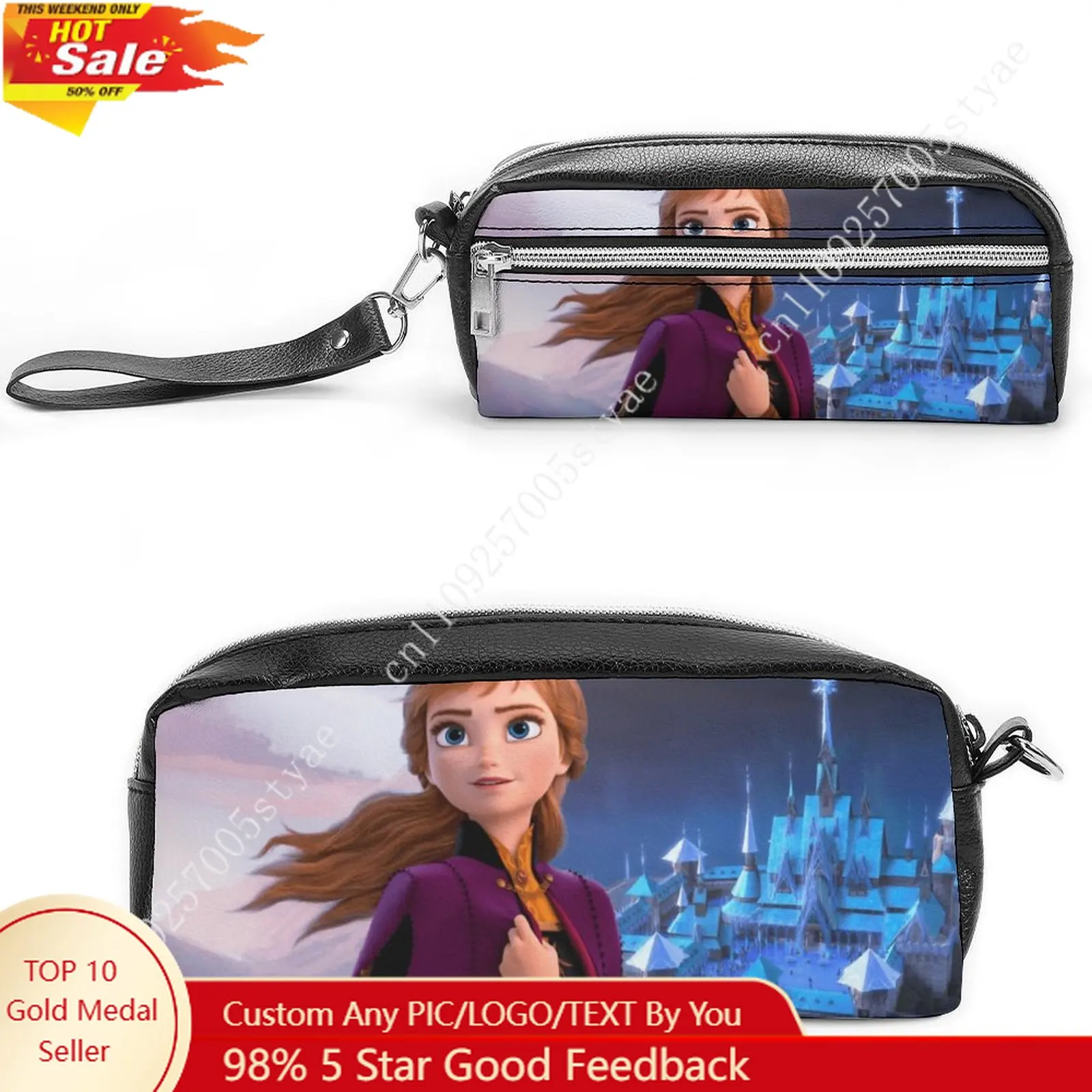 

Пенал Anna с персонажами мультфильмов Диснея, индивидуальный дизайн, персонализированное оформление, праздничный подарок, маленькая косметичка