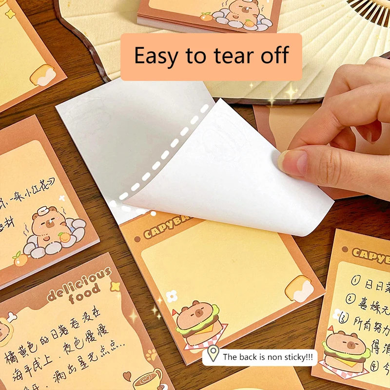 50 แผ่น Kawaii Capybara การ์ตูนสัตว์ Sticky Notes Pad ตกแต่งเครื่องเขียนสติกเกอร์อุปกรณ์สํานักงานโรงเรียนของขวัญเด็ก