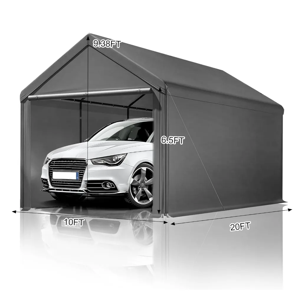 

Carport, 10x20ft Heavy Duty Portable Garage, Car Port with Storage Shed, Car Canopy with Removable All-Season, Customized