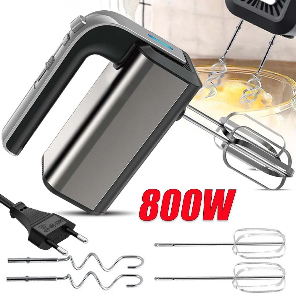 Handmixer elektrisch, Küchenmixer, Turbo-Boost/Selbstregulierende Geschwindigkeit + 5 Geschwindigkeitsstufen + 4 Edelstahlzubehörteile, zum einfachen Aufschlagen von Teig, Sahne