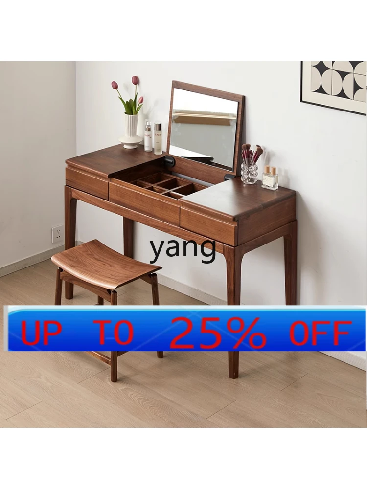 

LMM solid wood makeup table bedroom black walnut retractable dresser Song's desk integrated