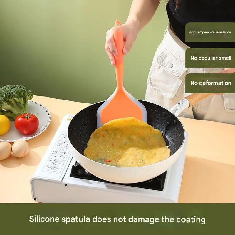 Mehrzweck-Pfannenutensilien mit Antihaftbeschichtung – Eierspatel aus Silikon, breiter Pfannkuchenwender und Eierflipper zum Kochen und Backen – Detail 2