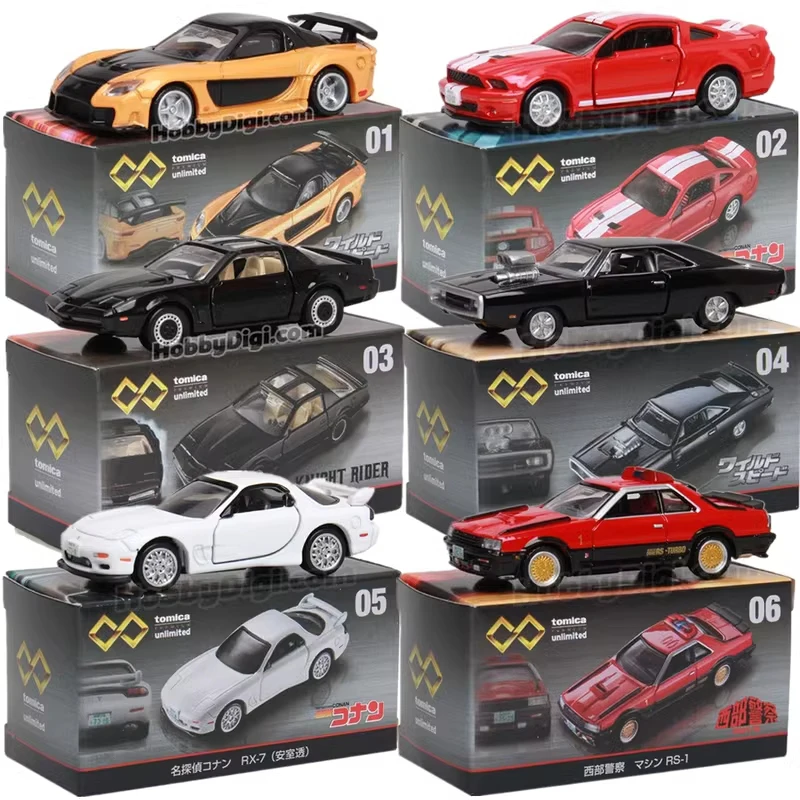 TOMY Tomica Unlimited RX7 Mustang DMC-12 GTR Alloy Diecasts & Toy Vehicles Car Model Miniature Scale Model Car For Children