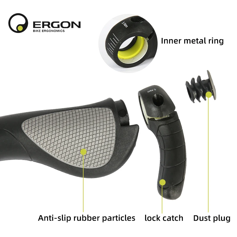 Original ERGON Lockable Bicycle Handlebar Grips Cycling MTB Extended Bar End Rubber Grip Ergonomics Touring Bike Handle Bar