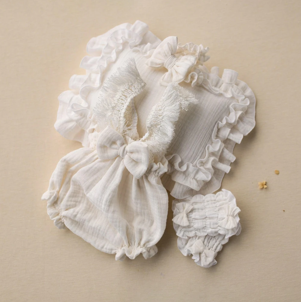 boho-newborn-photo-props-ruffle-baby-outfit-lace-trim-romper-infant-picture-session-clothing-studio-posing-suits