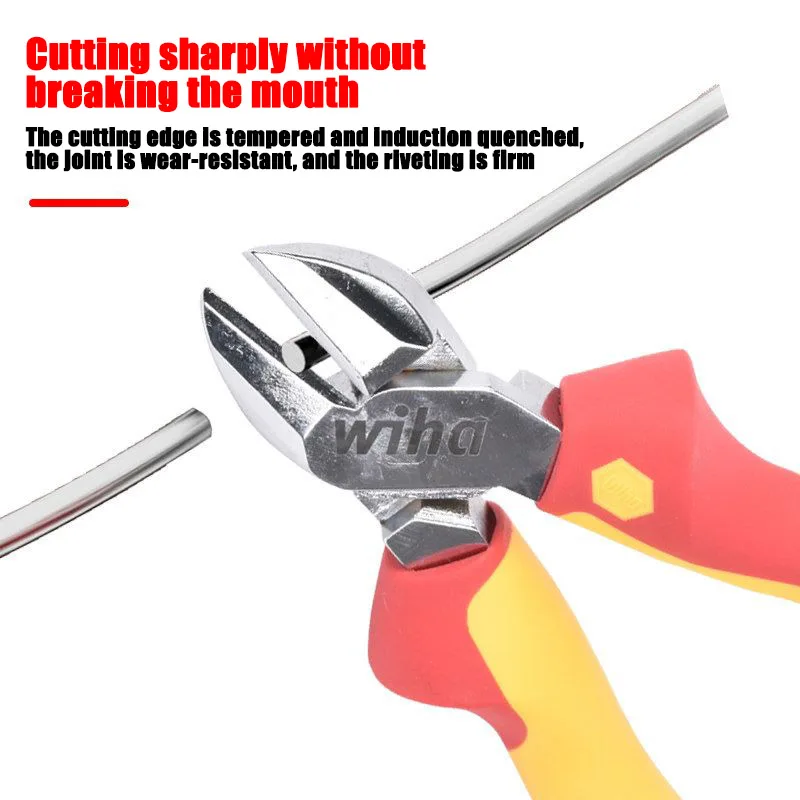 wiha-dynamicjoint-professional-electrician-insulated-diagonal-pliers-vde-insulated-high-hardness-wire-cutting-pliers-43335