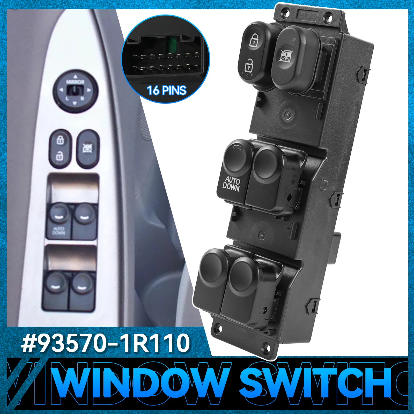 93570-1R111 935701R111 Power Master Window Switch Autodown Control Button For Hyundai Accent 2011 2012 2013 2014 2015 2016 2017