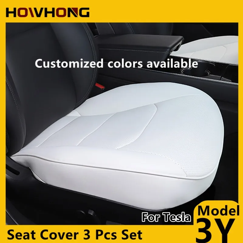 Seat Covers For Tesla Model 3 Y S X  3 Pieces Set Nappa Leather / 8 Grade Anti Fouling Seat Cushionss Car Interior Accessories