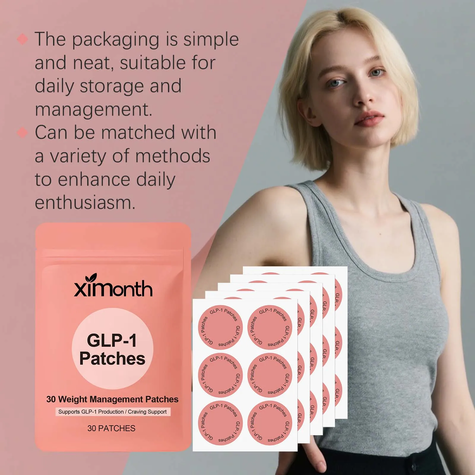 GLP-1 แพทช์สําหรับ Body Shaping FAT Burning Anti Cellulite ปรับปรุงกระเพาะอาหารควบคุมความอยากอาหารเพิ่มการเผาผลาญลดน้ําหนัก Patch